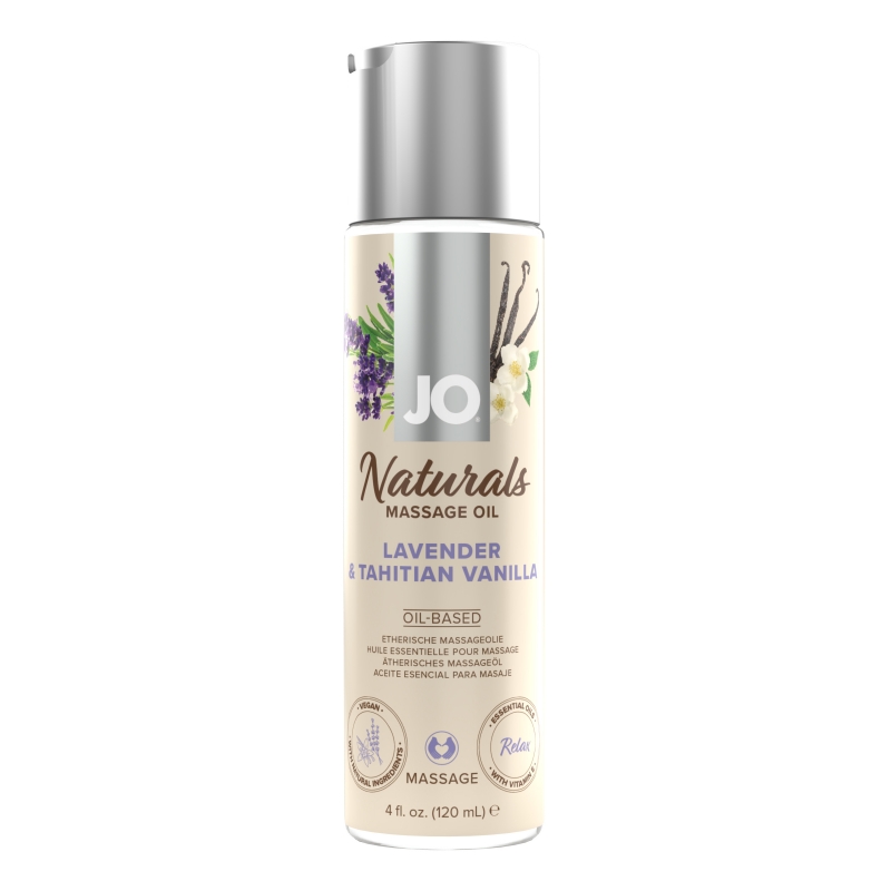 Масло массажное "JO Lavender & Vanilla" с ароматом лаванда-ваниль, 120ml 